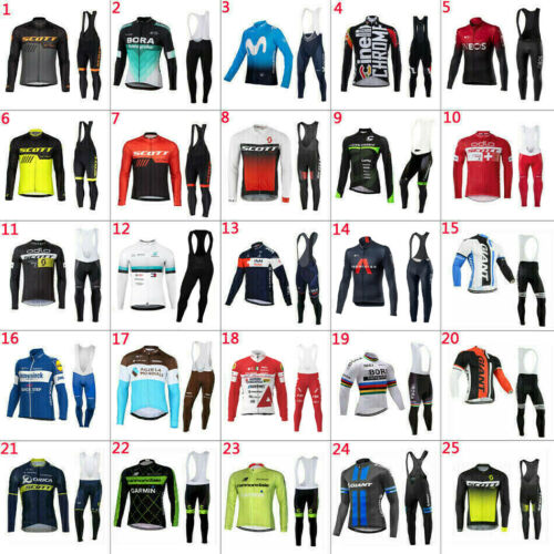2021 New Mens Team Cycling Jersey Cycling Long Sleeve Jersey And Bib Pants Set