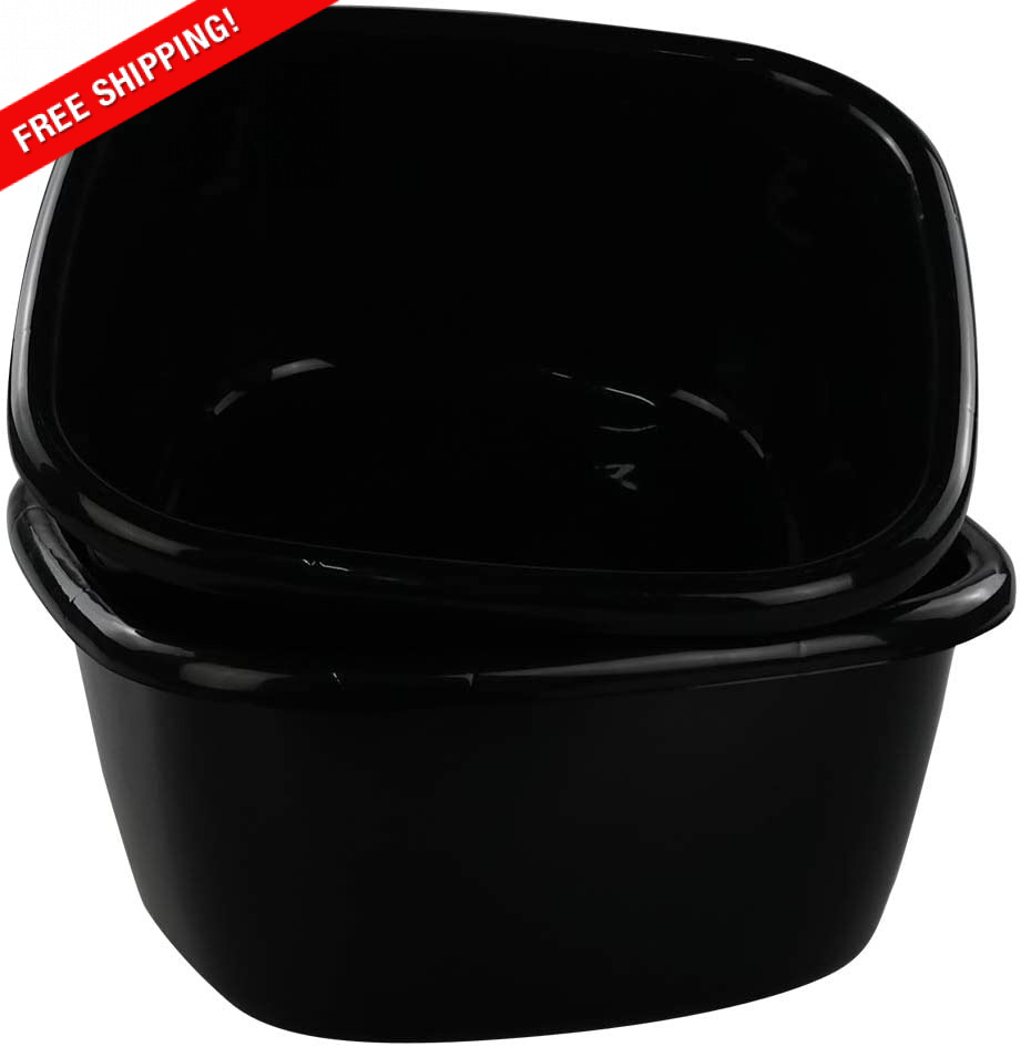 Wash Basin /dish Pan Tub, Black, 2pack, Eco-friendly Strong And Durable Plastic
